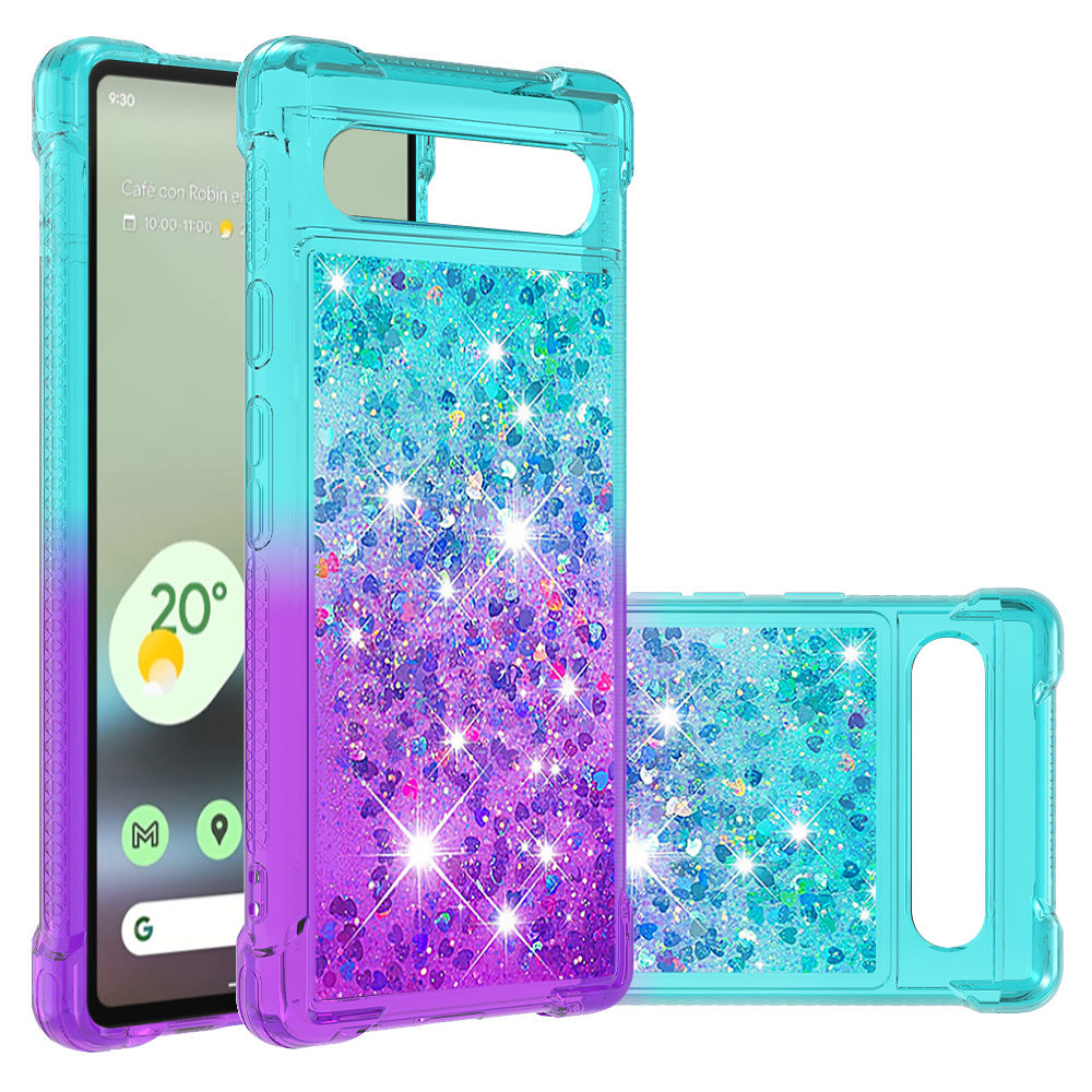 YB Quicksand Series-3 for Google Pixel 7a Shockproof TPU Phone Back Cover Gradient Quicksand Liquid Flowing Sparkle Anti-scratch Phone Case YB Quicksand Series-3 for Google Pixel 7a Shockproof TPU Phone Back Cover Gradient Quicksand Liquid Flowing Sparkle Anti-scratch Phone Case